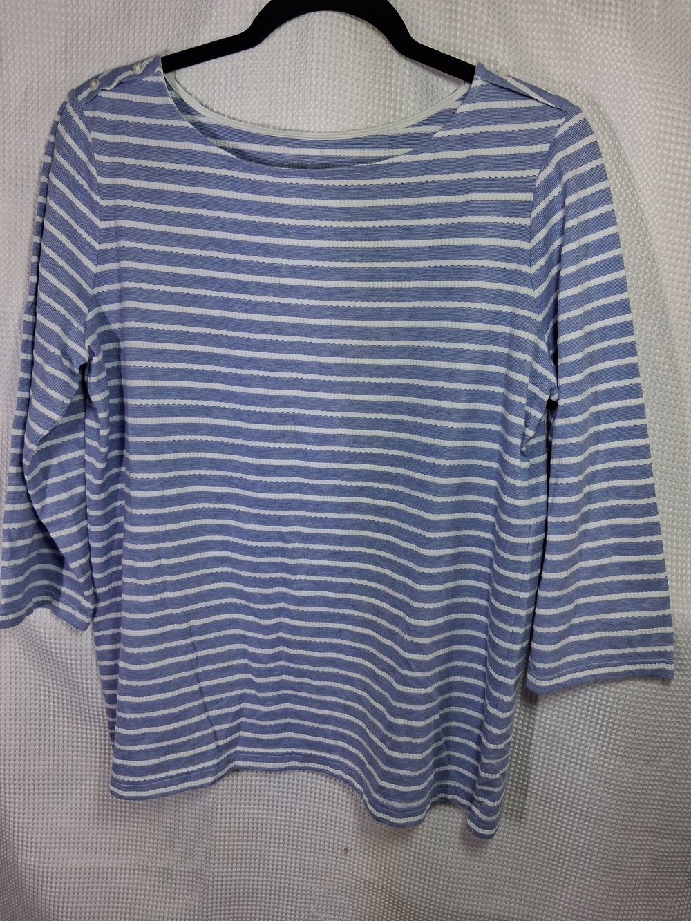 croft & barrow Blue and White Striped Boatneck Long Sleeve Top